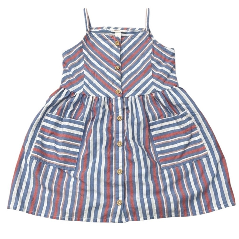 Girls 5T Cat & Jack Striped Dress Red White Blue Sleeveless
